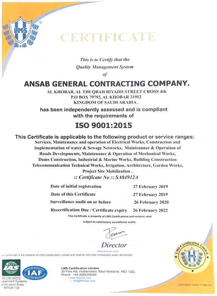 Ansab Co ISO 9001:2015